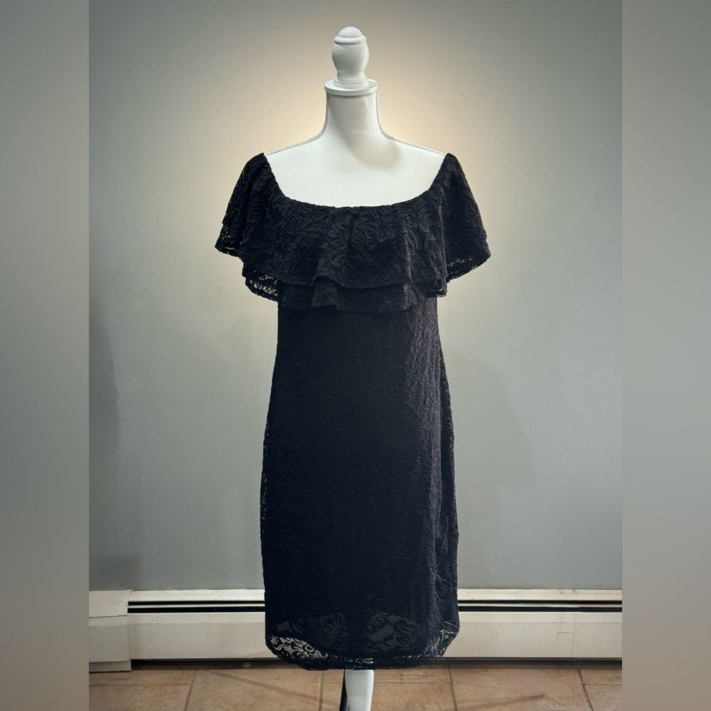 Black Bold Elements Off-Shoulder Cover-up Dress Size L NWT
